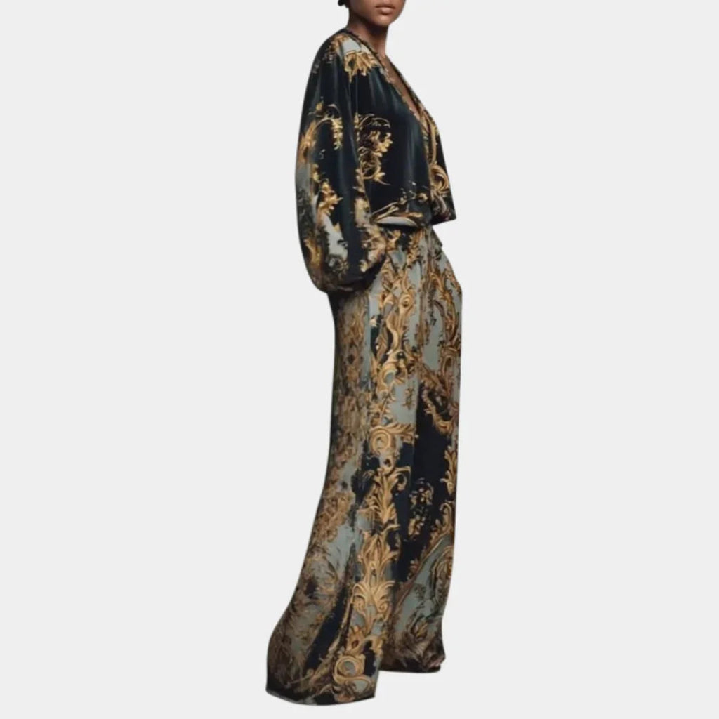 Valentina | Florales Barock-Ensemble mit Palazzo-Hose