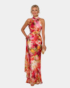 Cyanelle | Maxikleid mit Blumenmuster und Halspartie