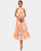 Louna | Kleid mit Halterneck und Aquarellmuster