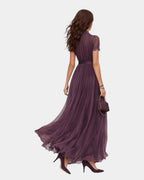 Tiphaine | Kleid mit Ausschnitt und Chiffon-Spitzenverzierungen