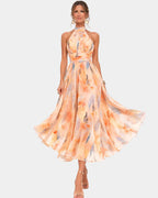 Louna | Kleid mit Halterneck und Aquarellmuster