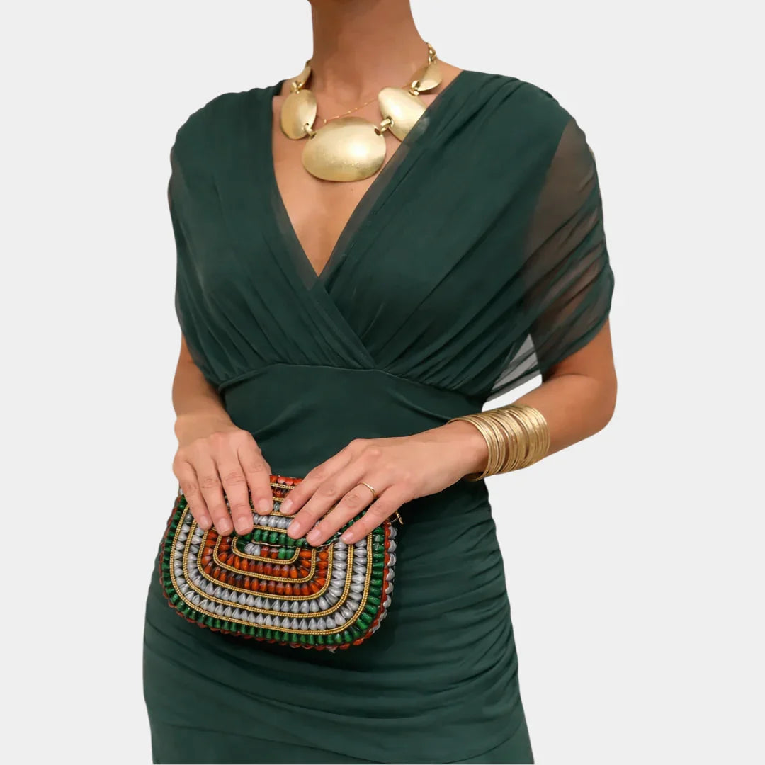 Nina | Lange Blumenkleid mit V-Ausschnitt
