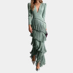 Eulalie | Elegantes Midikleid mit Fransenärmeln