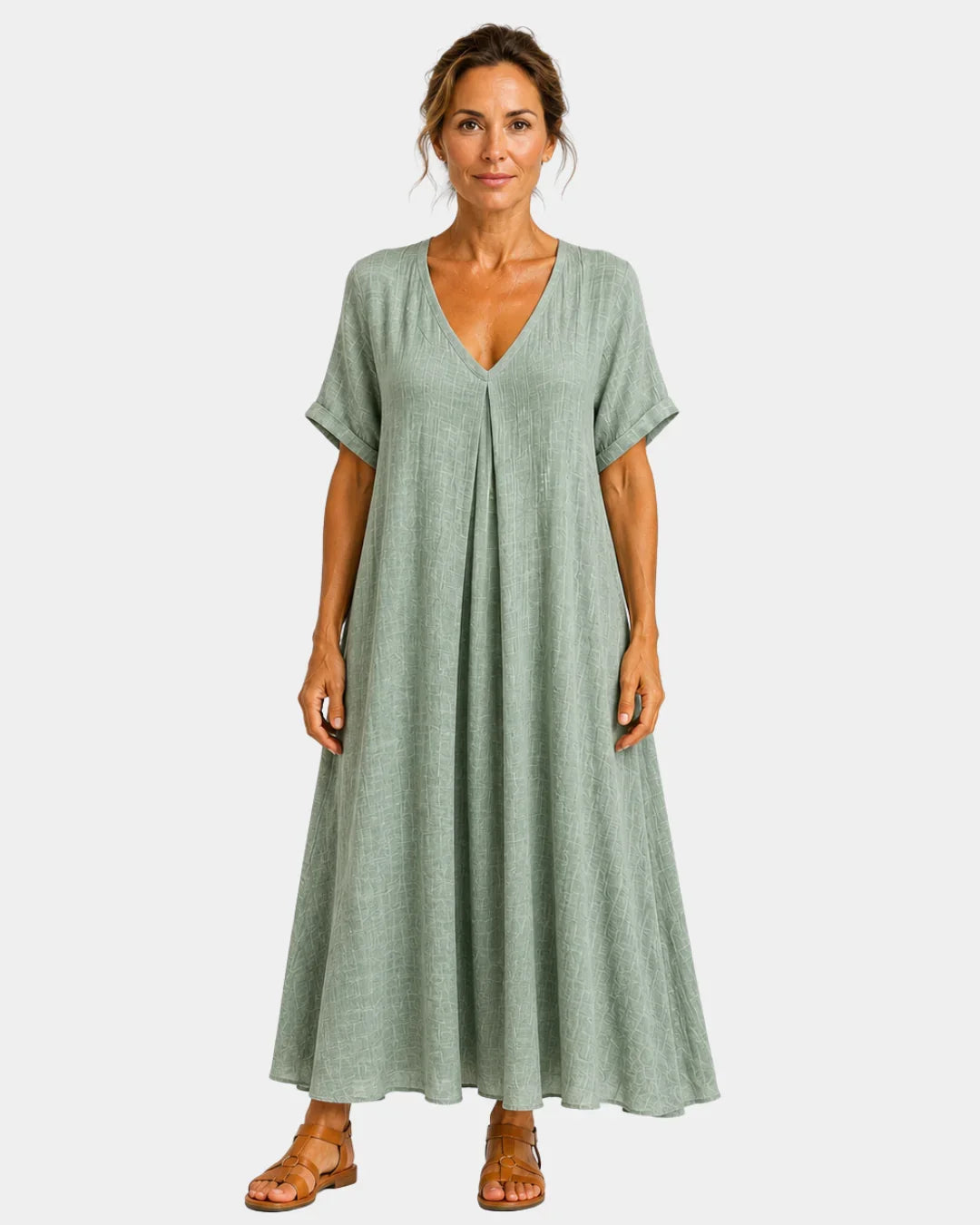 Basine | Leichte lange Robe mit V-Ausschnitt