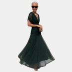 Nina | Lange Blumenkleid mit V-Ausschnitt