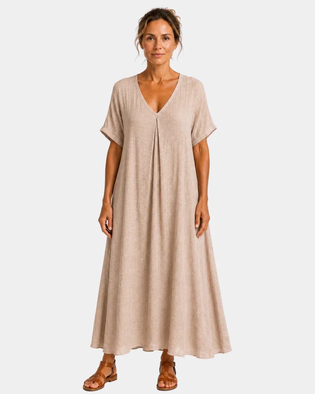 Basine | Leichte lange Robe mit V-Ausschnitt