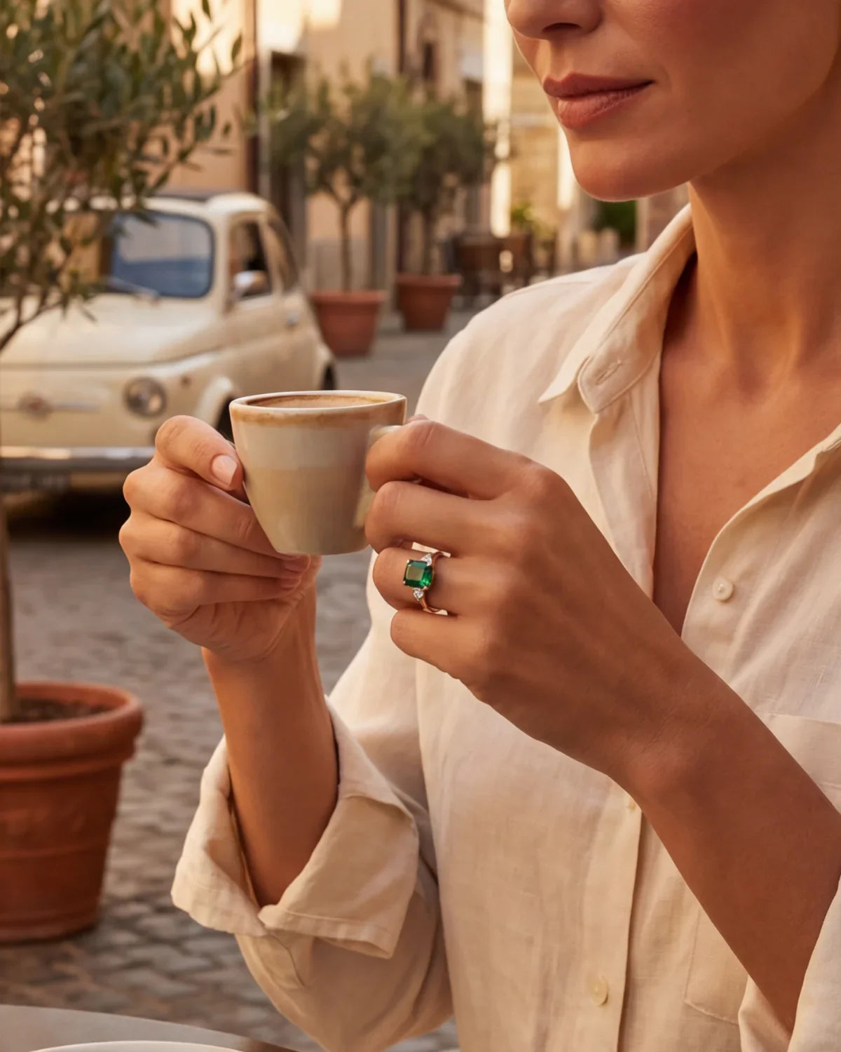Berthe | Ring mit einem grünen Stein