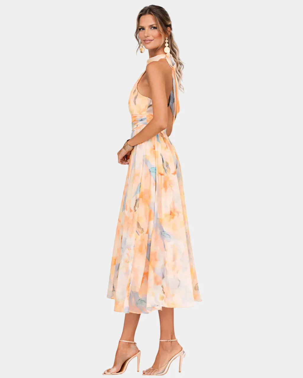 Louna | Kleid mit Halterneck und Aquarellmuster