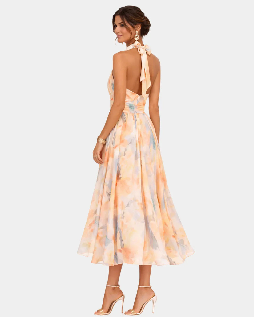 Louna | Kleid mit Halterneck und Aquarellmuster