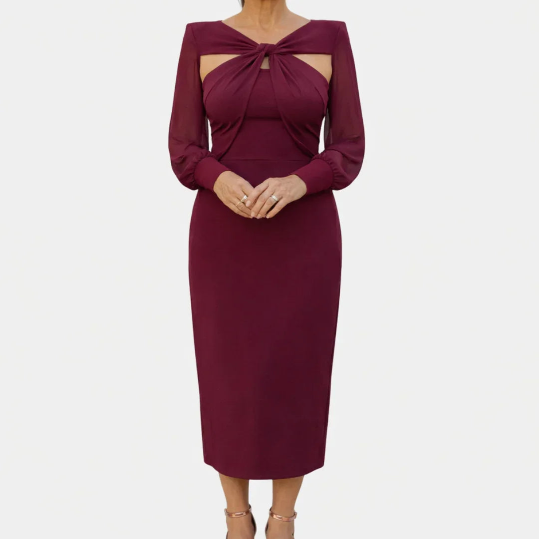 Lucie | Midi-Kleid mit Wickeloptik und Ärmeln