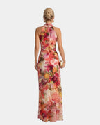 Cyanelle | Maxikleid mit Blumenmuster und Halspartie