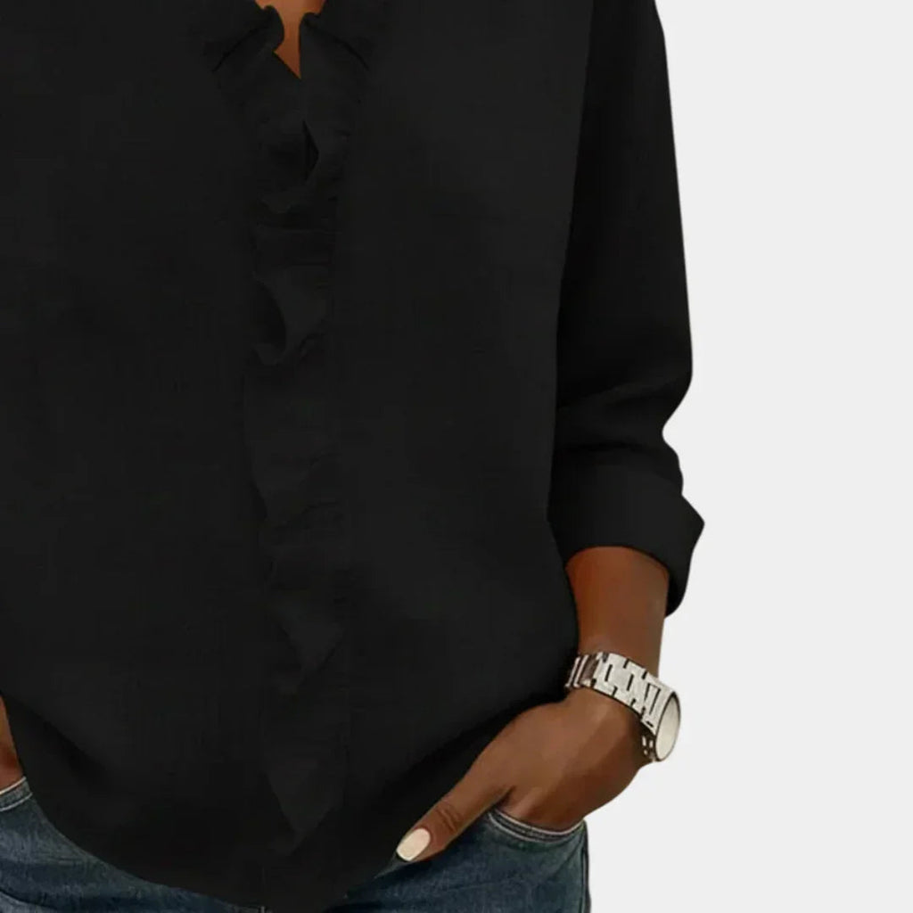 Flavie | Bluse mit V-Ausschnitt und zarten Rüschen