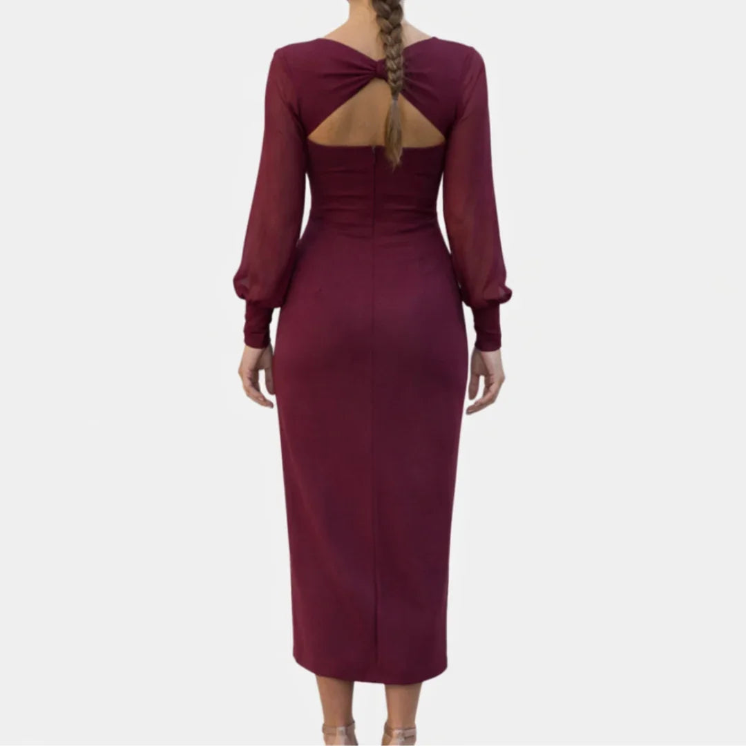 Lucie | Midi-Kleid mit Wickeloptik und Ärmeln