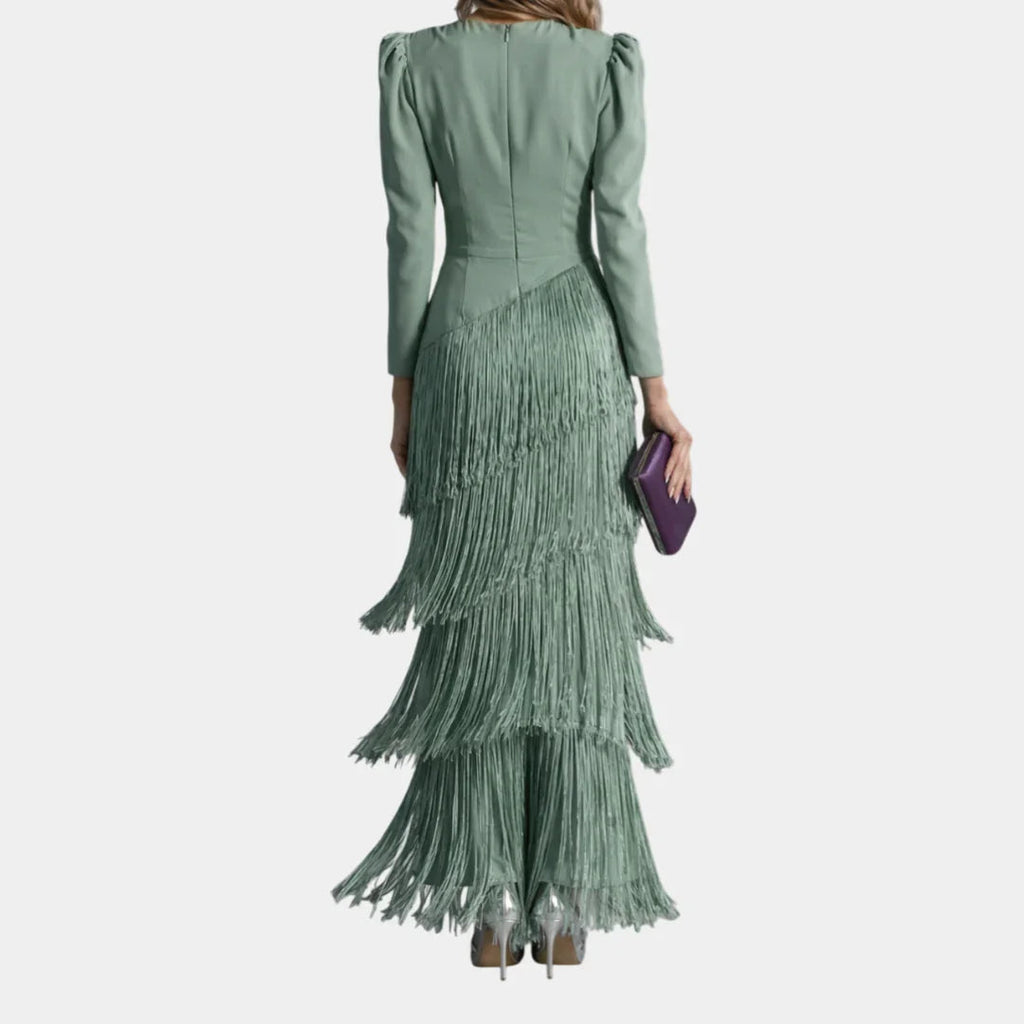 Eulalie | Elegantes Midikleid mit Fransenärmeln