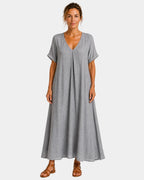 Basine | Leichte lange Robe mit V-Ausschnitt