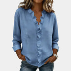 Flavie | Bluse mit V-Ausschnitt und zarten Rüschen