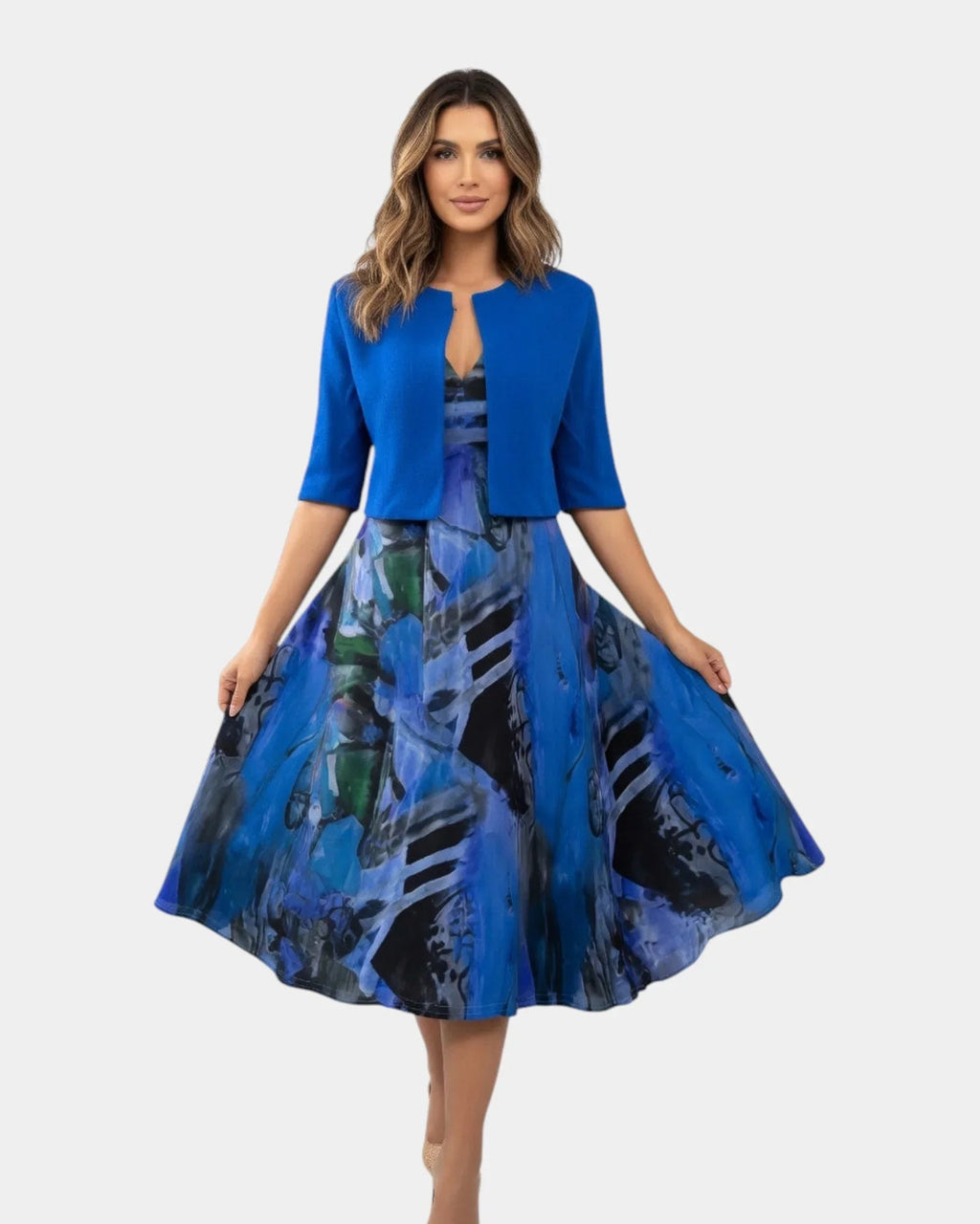 Stacy | Midi-Fluidkleid mit passender Jacke