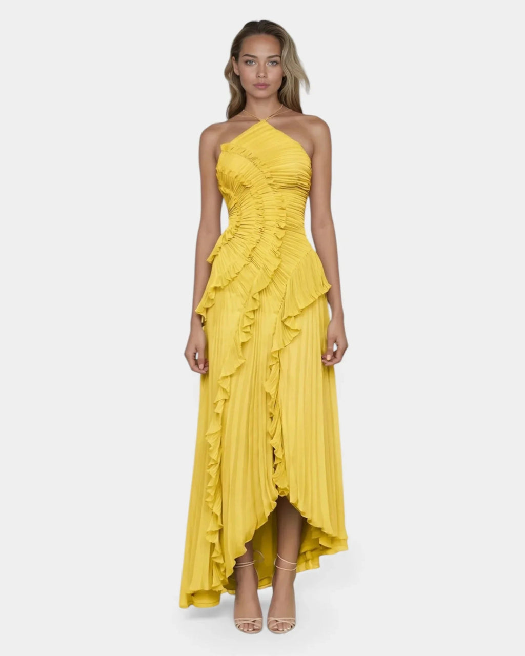Féodora I Maxikleid Asymmetrisch Lavendel mit Volants