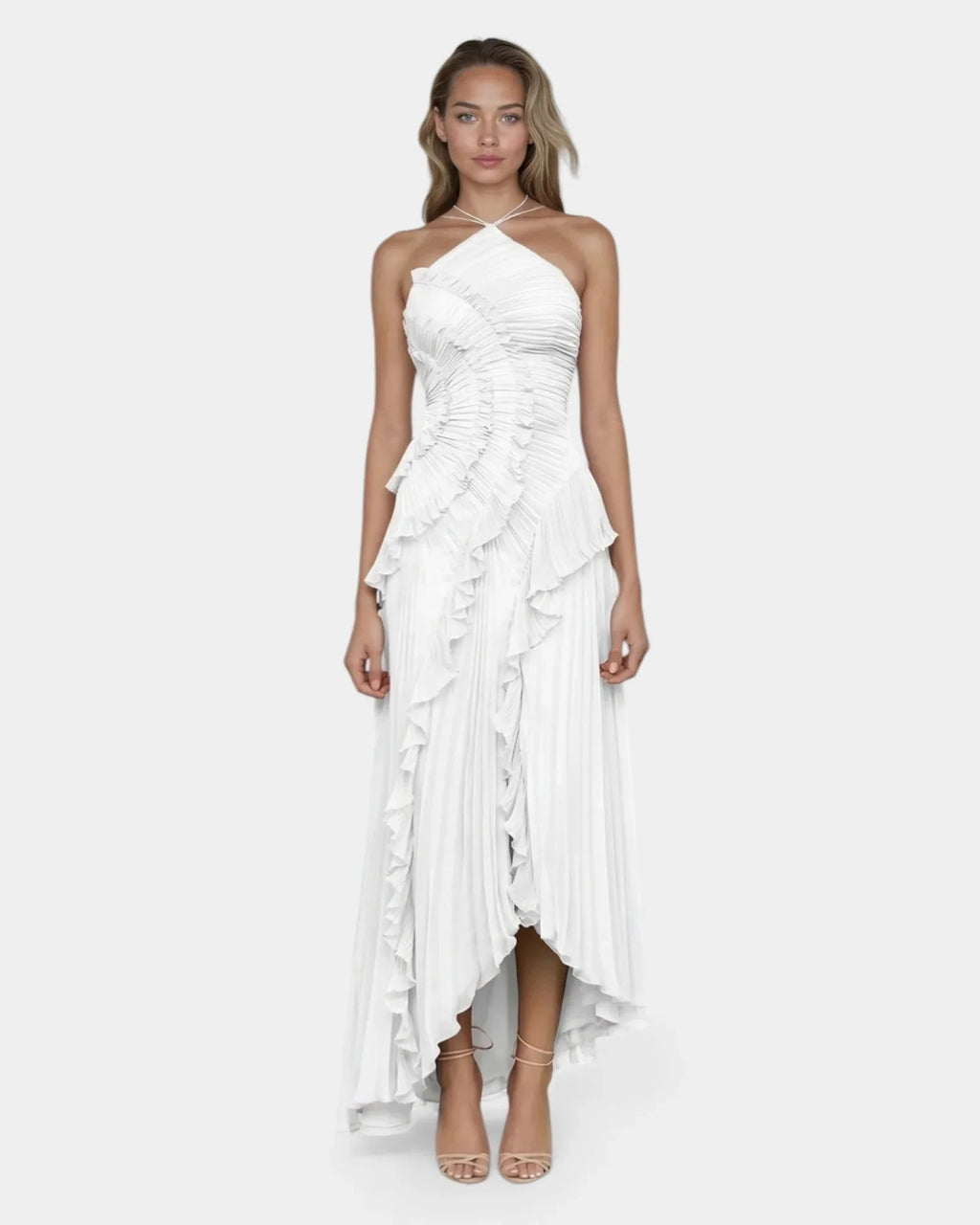 Féodora I Maxikleid Asymmetrisch Lavendel mit Volants