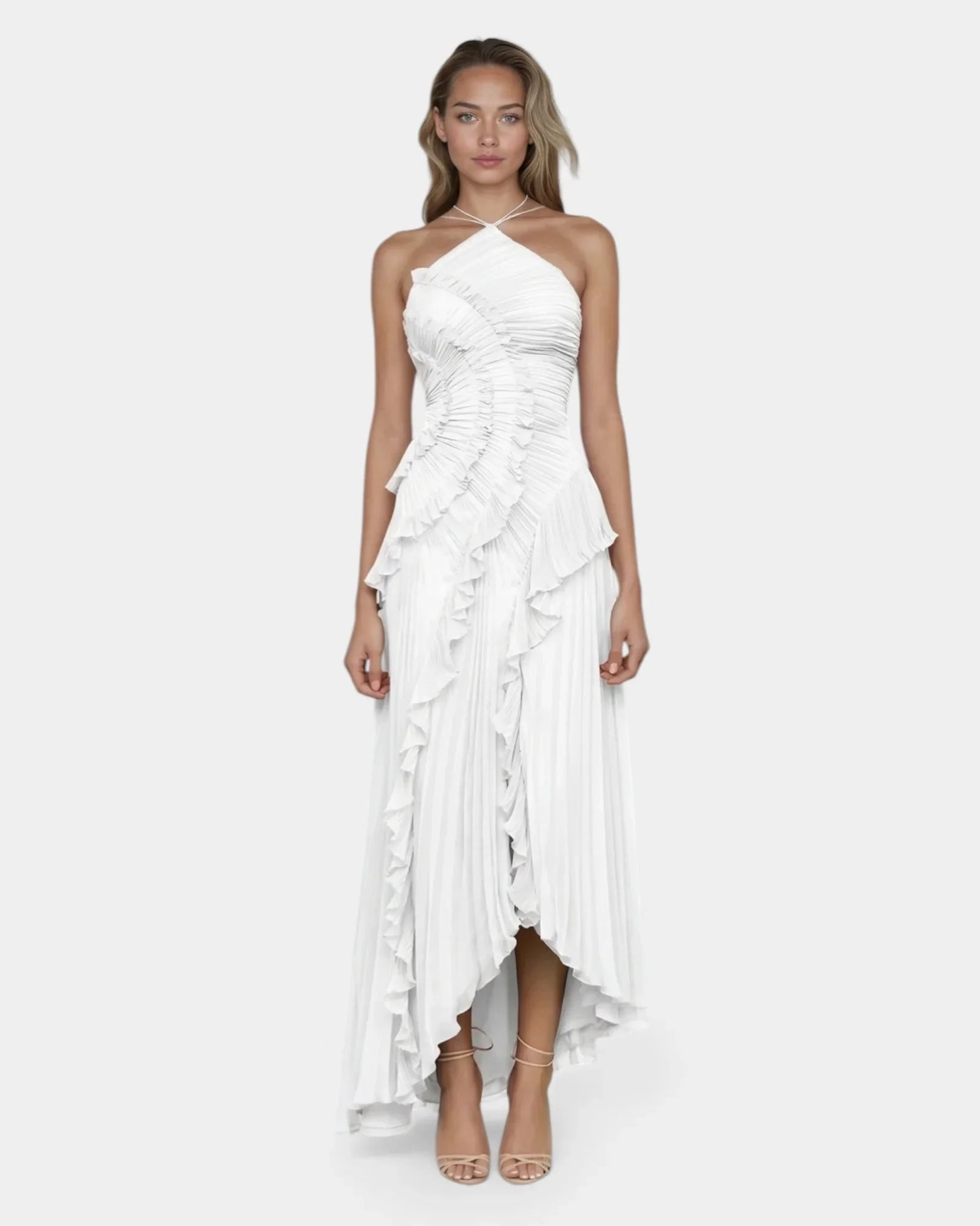 Féodora I Maxikleid Asymmetrisch Lavendel mit Volants