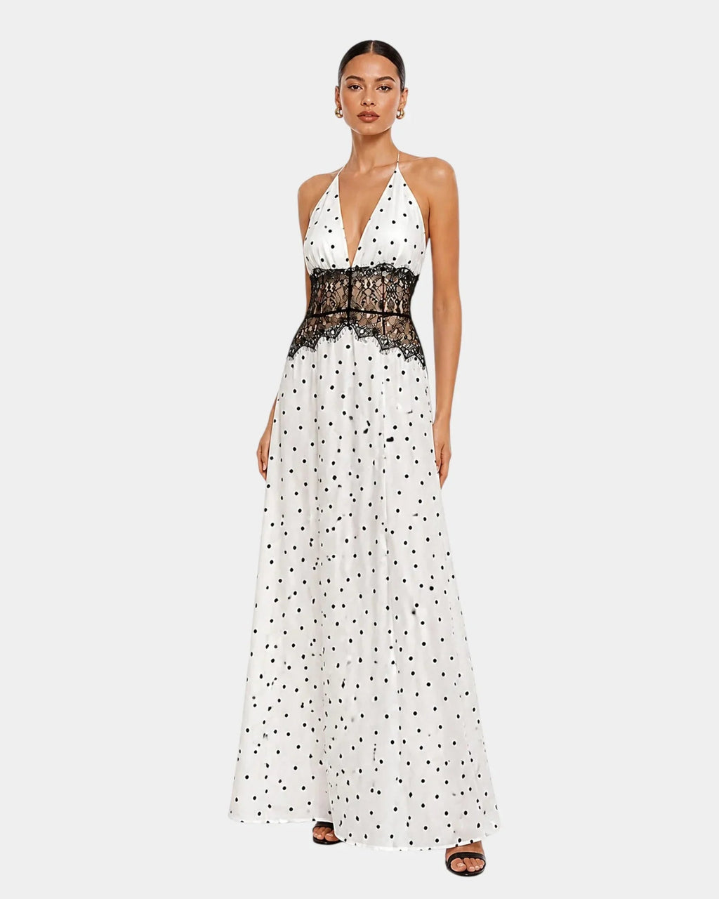 Pomeline | Maxikleid mit eleganter Spitze und Punkten