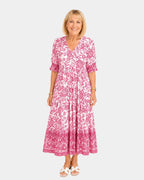 Cosima | Elegantes V-Ausschnitt Blumenkleid
