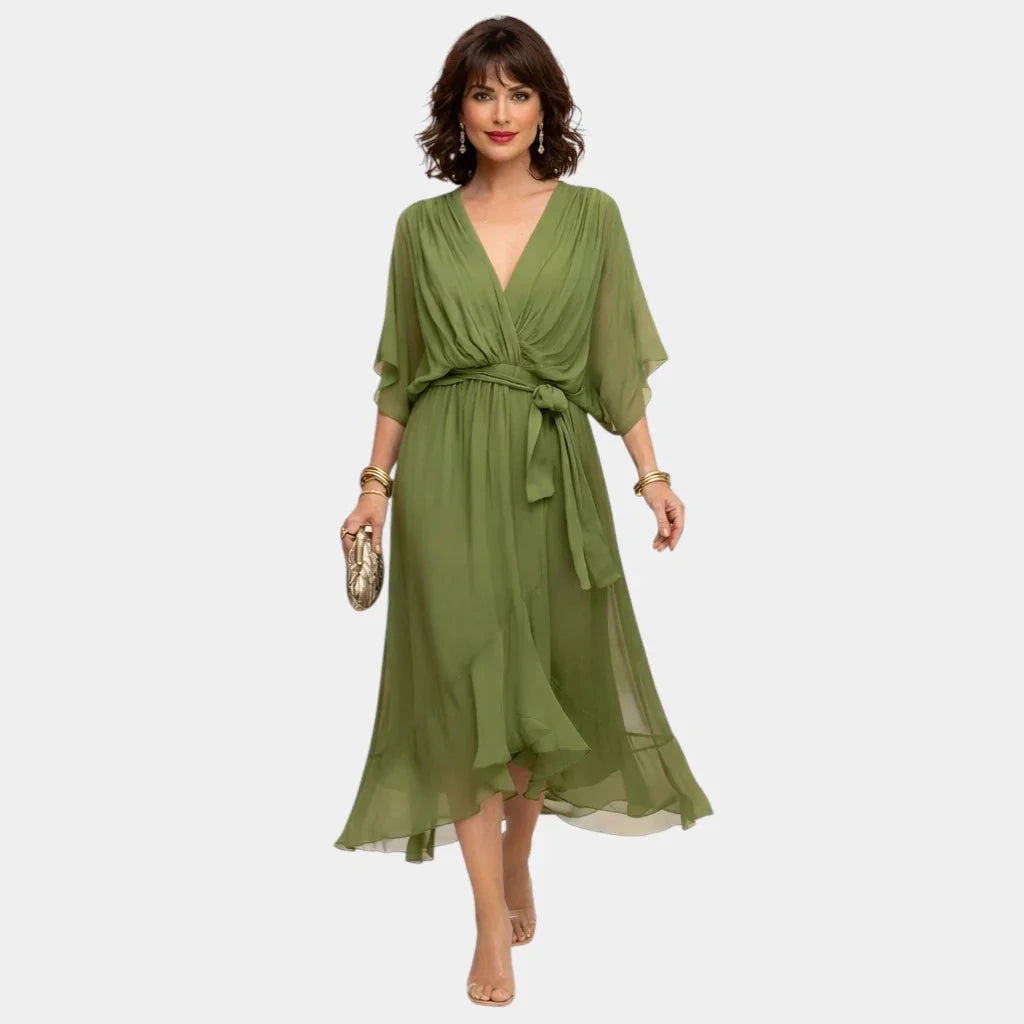 Carmen | Chiffonkleid mit V-Ausschnitt