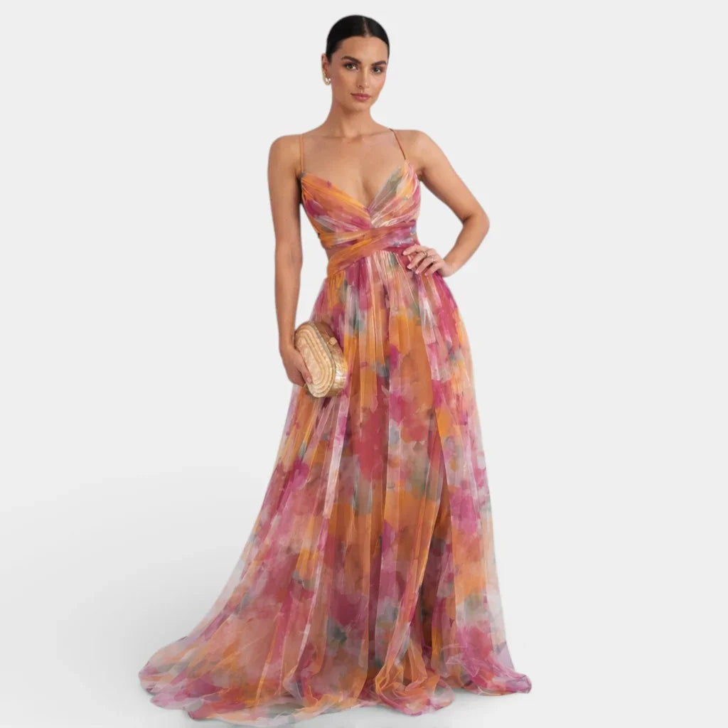 Giselle | Lange Robe mit floralem Druck