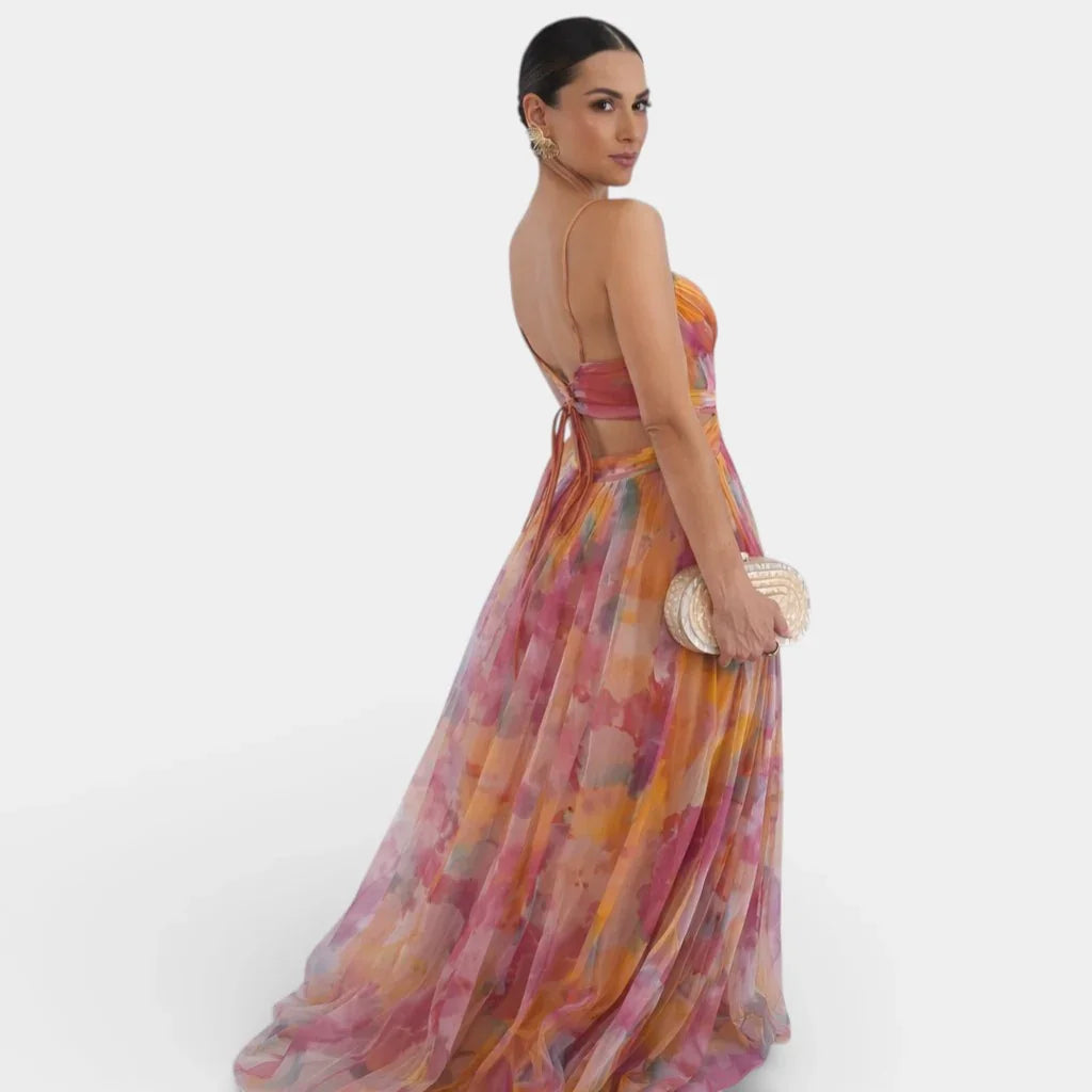 Giselle | Lange Robe mit floralem Druck
