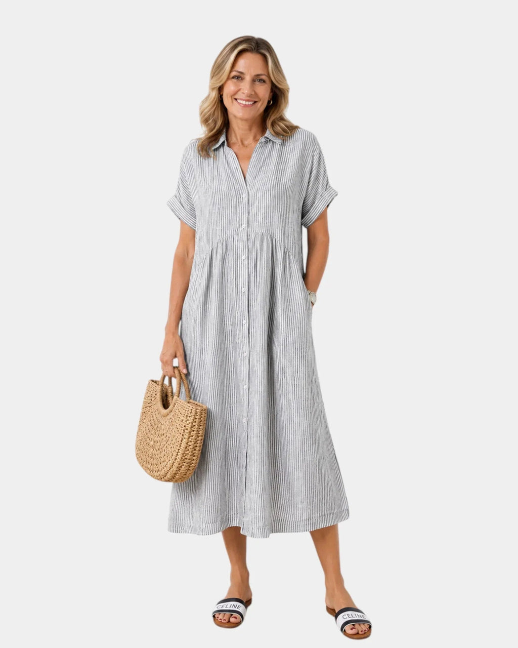 Odelette | Midi-Hemdblusenkleid mit Knöpfen