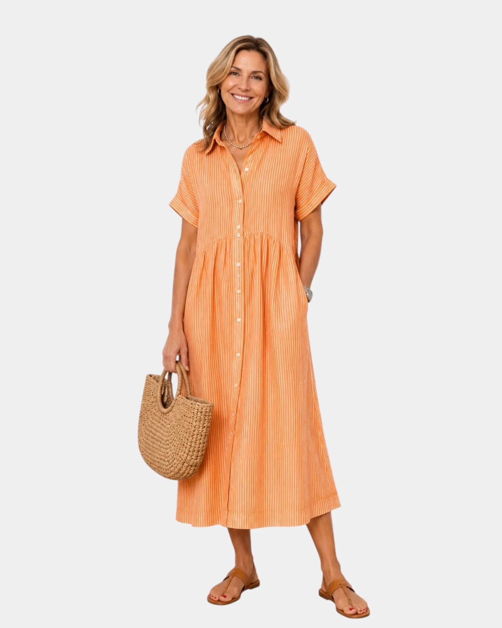 Odelette | Midi-Hemdblusenkleid mit Knöpfen