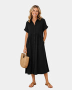Odelette | Midi-Hemdblusenkleid mit Knöpfen