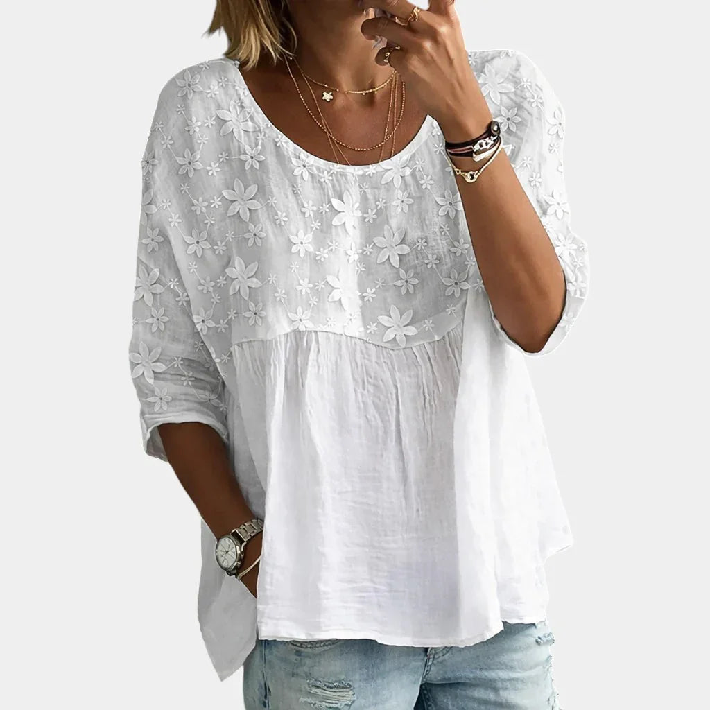 Laure | Bestickte Bluse mit Blumen