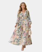 Séraphine | Maxikleid mit kurzen Ärmeln und V-Ausschnitt