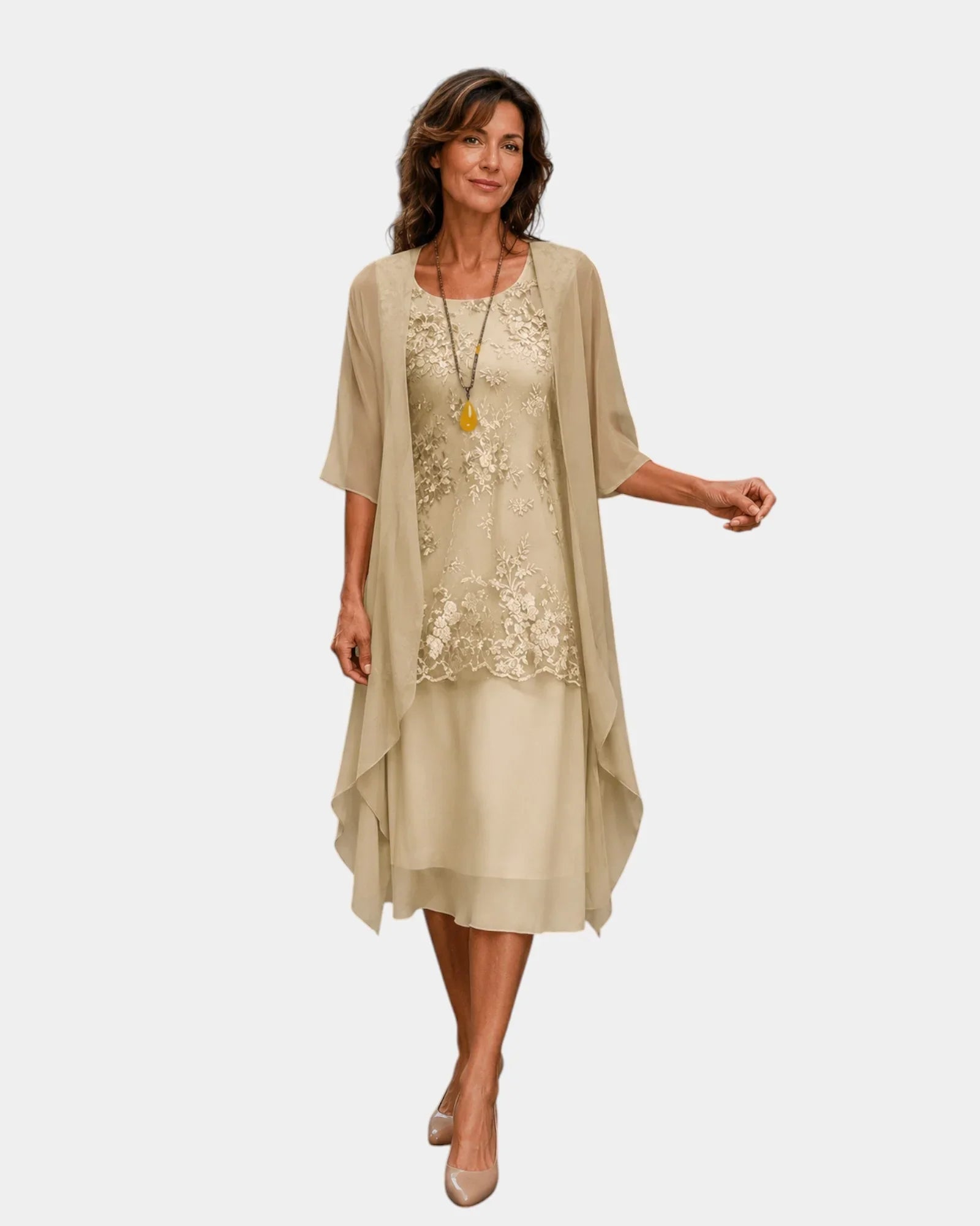 Mahélia | Elegantes Chiffon-Zweiteiler-Kleid