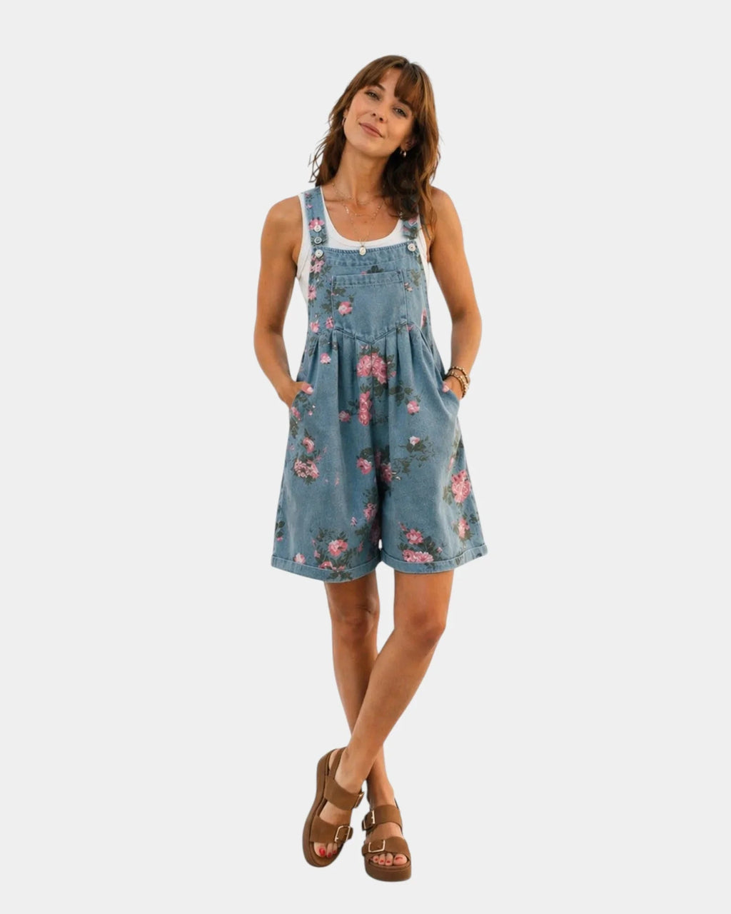 Taniah | Blumige Jeanssalopette