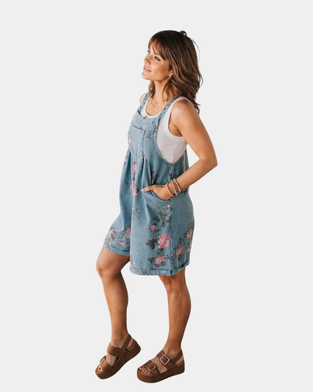 Taniah | Blumige Jeanssalopette