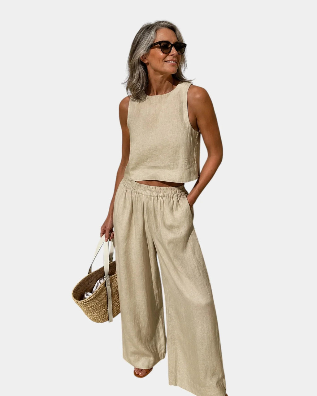 Shéhérazade | Ensemble Bluse und Hose aus Baumwolle und Leinen