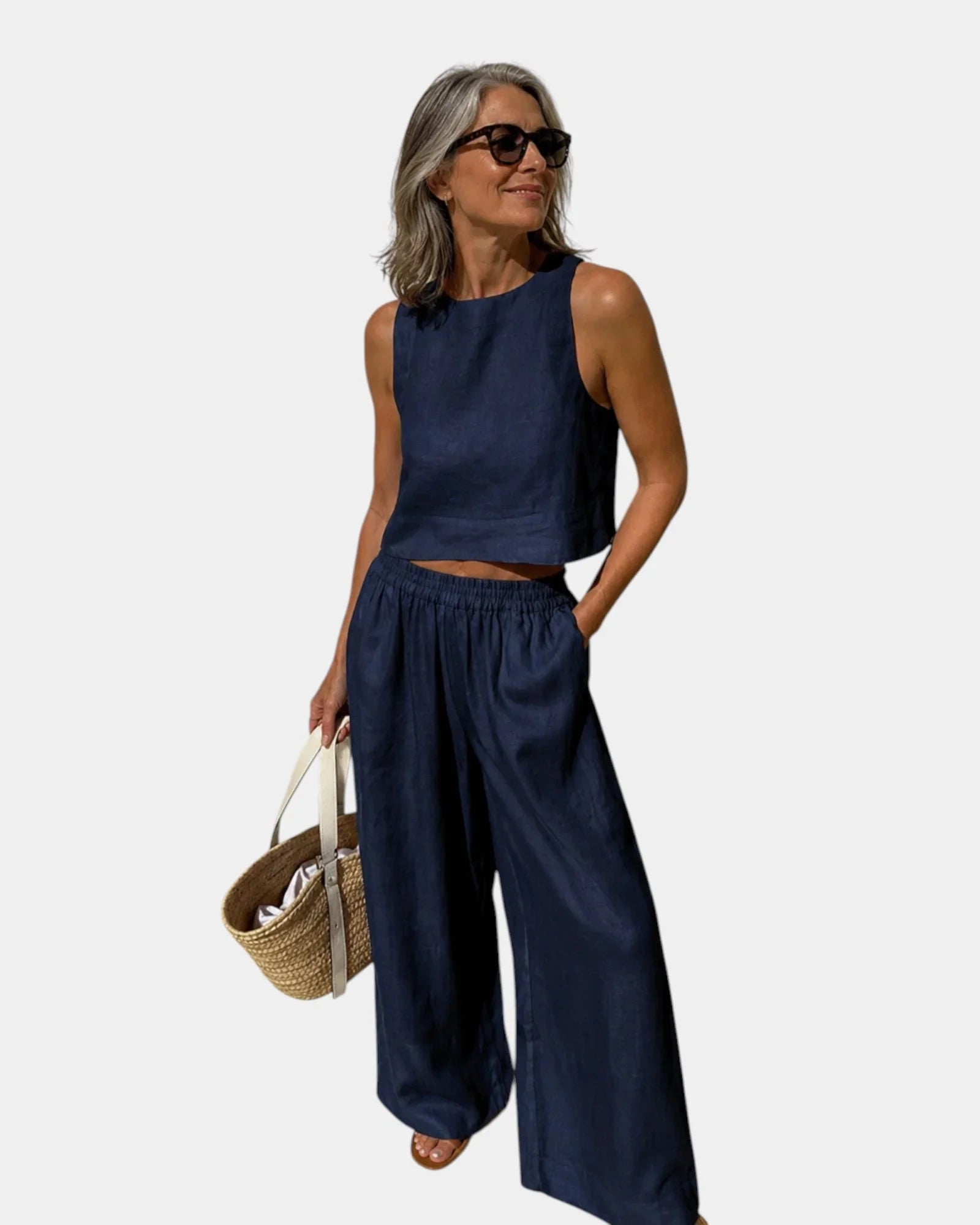 Shéhérazade | Ensemble Bluse und Hose aus Baumwolle und Leinen