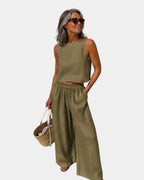 Shéhérazade | Ensemble Bluse und Hose aus Baumwolle und Leinen
