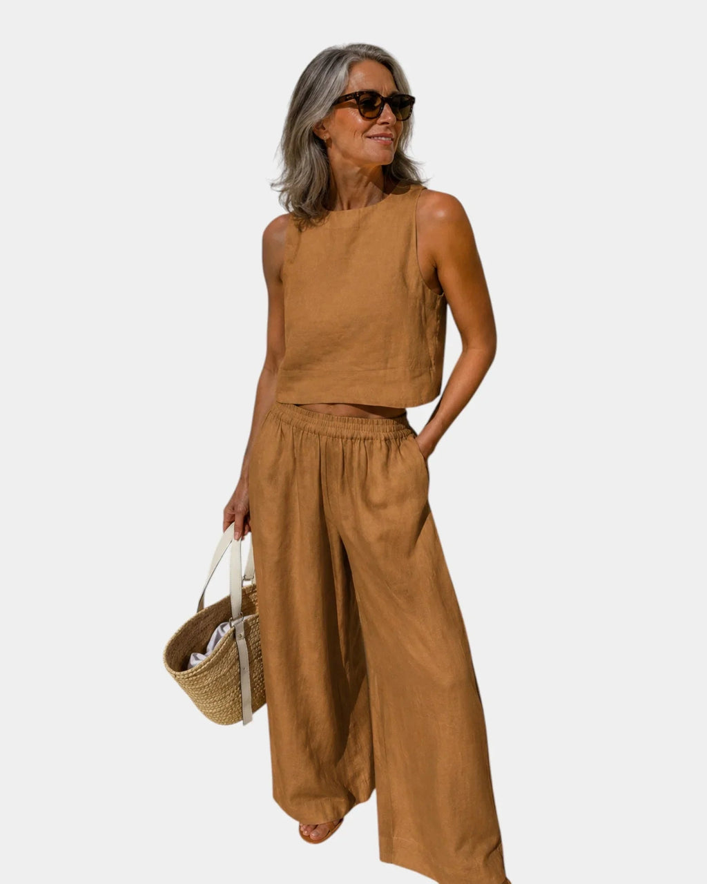 Shéhérazade | Ensemble Bluse und Hose aus Baumwolle und Leinen