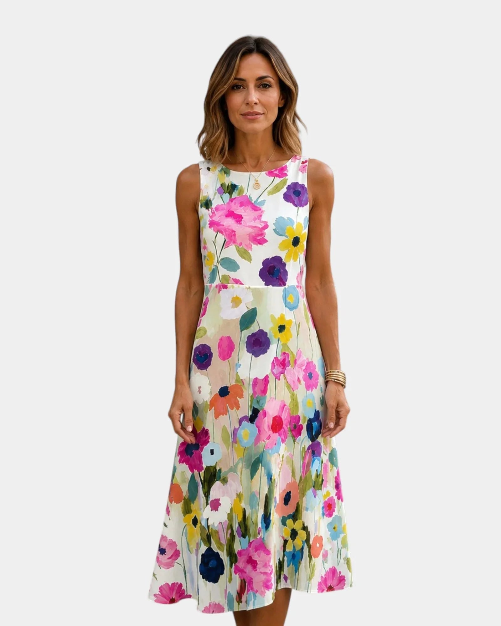Vanina | Ärmelloses Midikleid mit floralem Druck
