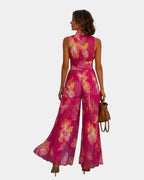 Shana | Fuchsia Blumenplissee-Jumpsuit
