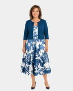 Guilaine | Ensemble mit blumenkleid und leichter Strickjacke