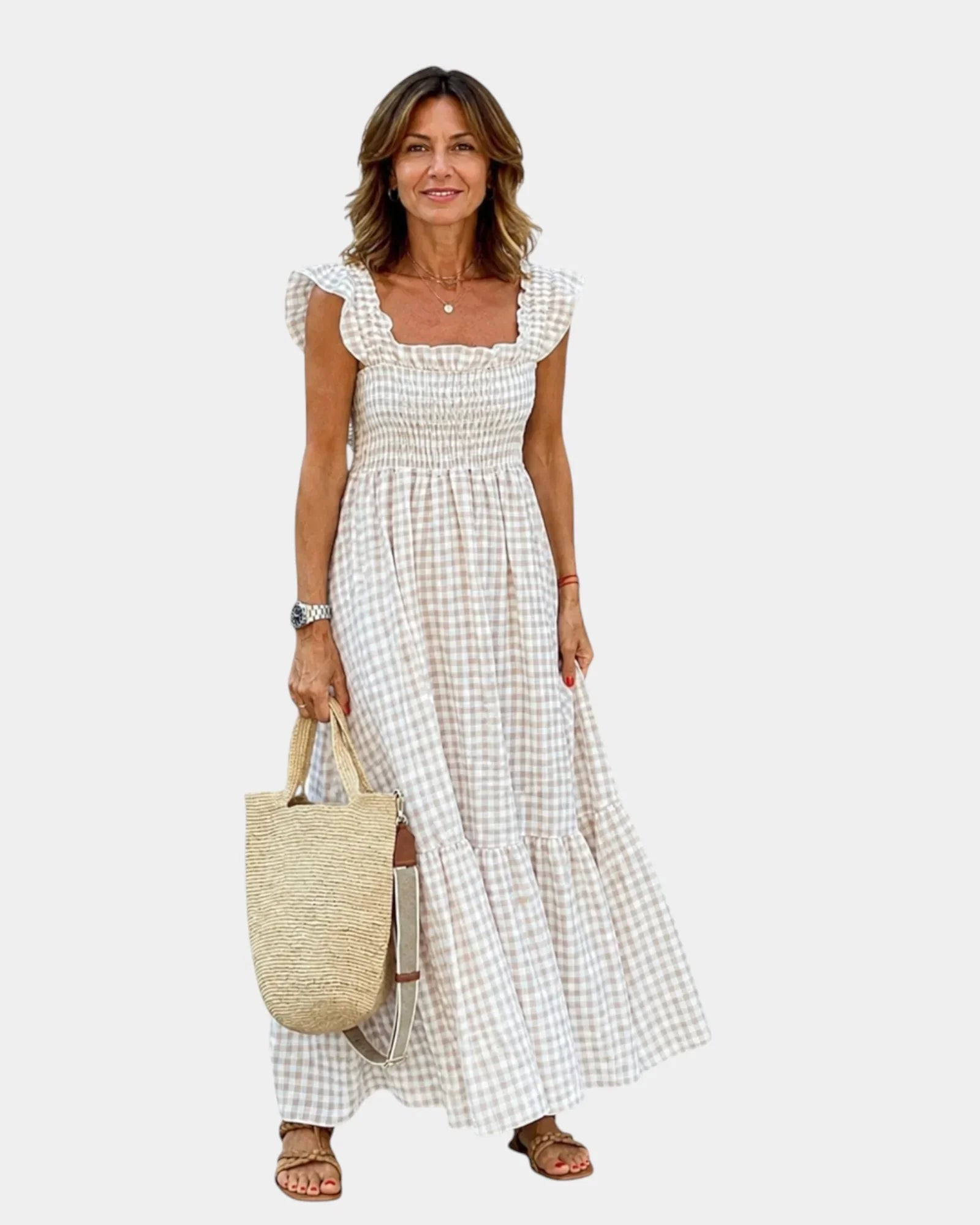 Inaëlle | Vintage Maxikleid mit Karomuster