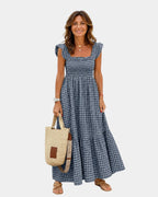 Inaëlle | Vintage Maxikleid mit Karomuster