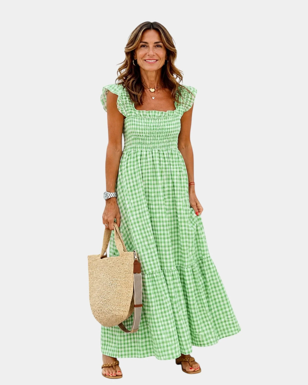 Inaëlle | Vintage Maxikleid mit Karomuster