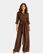Cybèle | Eleganter Jumpsuit mit langen Ärmeln und Gürtel
