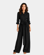 Cybèle | Eleganter Jumpsuit mit langen Ärmeln und Gürtel