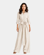 Cybèle | Eleganter Jumpsuit mit langen Ärmeln und Gürtel